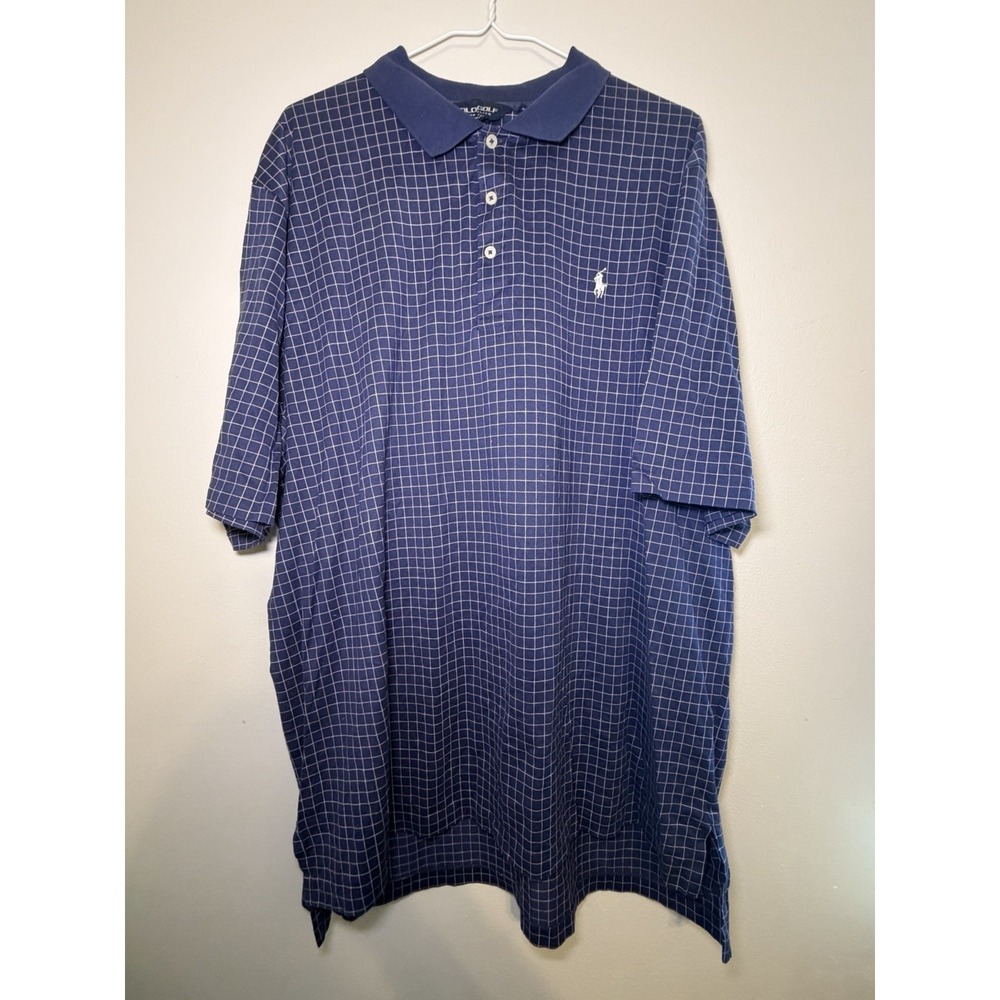Polo Golf Ralph Lauren Polo Shirt Mens XXL‎ Blue Check Logo Short Sleeve